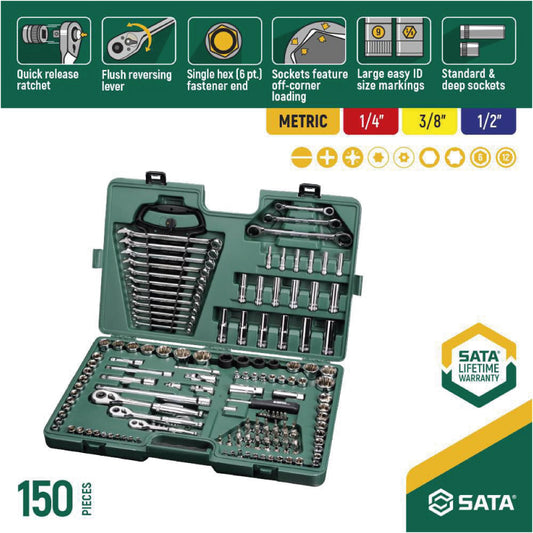 JOGO CHAVE CAIXA 1/4" 3/8" 1/2" 150 PCS.